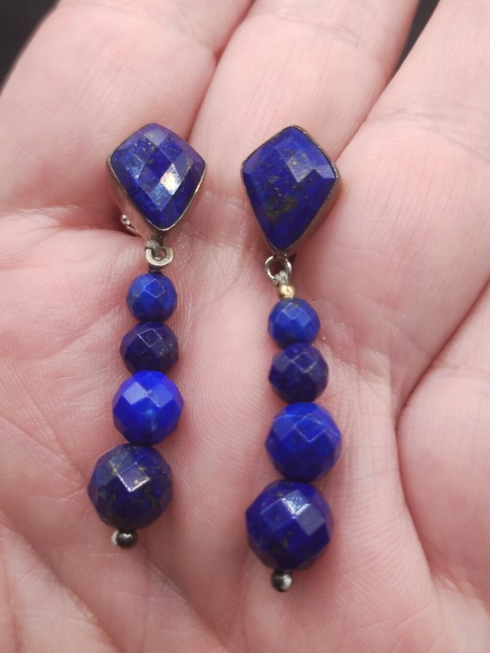 Jay King DTR mine finds Lapis Faceted dangle earrings 925 Sterling Silver - Picture 5 of 8